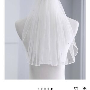 Elegant White Veil with Rhinestone Accents